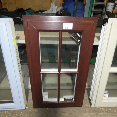 83 - A small Evolution Storm PVC double glazed casement window, colour is Rosewood effect outside / white... 