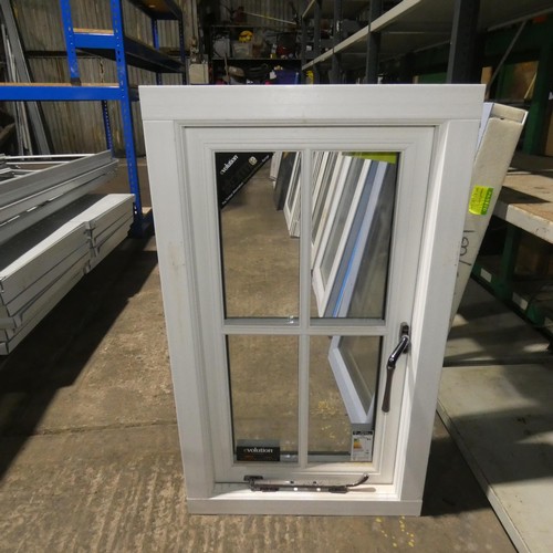 83 - A small Evolution Storm PVC double glazed casement window, colour is Rosewood effect outside / white... 