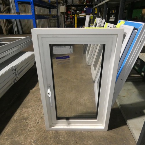 84 - A small aluminium double glazed casement window, colour is light blue outside / white inside, overal... 