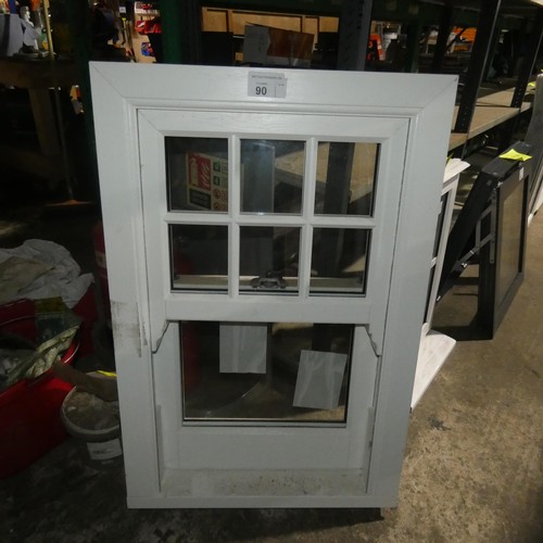 90 - A PVC double glazed sash window, colour is white on both sides, overall size of frame is approx 60cm... 