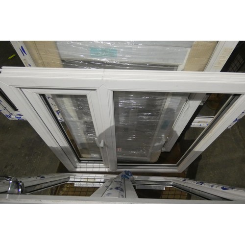 100 - 7 various PVC window frames, none have double glazed units fitted and none are included. It is not p... 