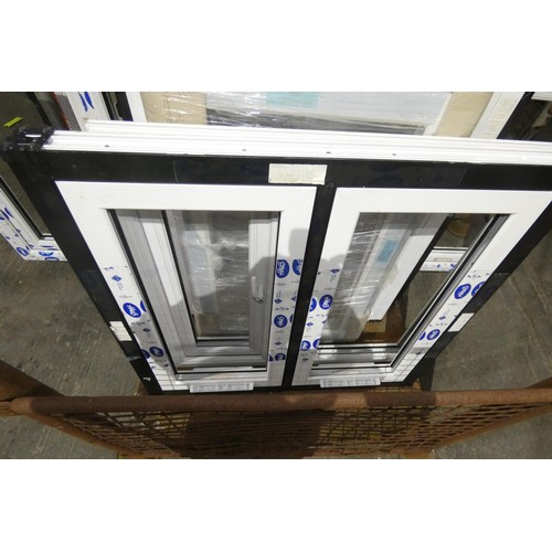 100 - 7 various PVC window frames, none have double glazed units fitted and none are included. It is not p... 