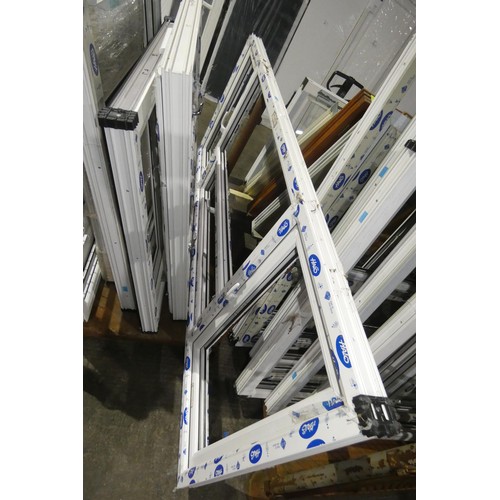 100 - 7 various PVC window frames, none have double glazed units fitted and none are included. It is not p... 