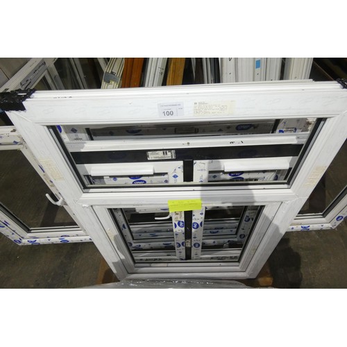 100 - 7 various PVC window frames, none have double glazed units fitted and none are included. It is not p... 