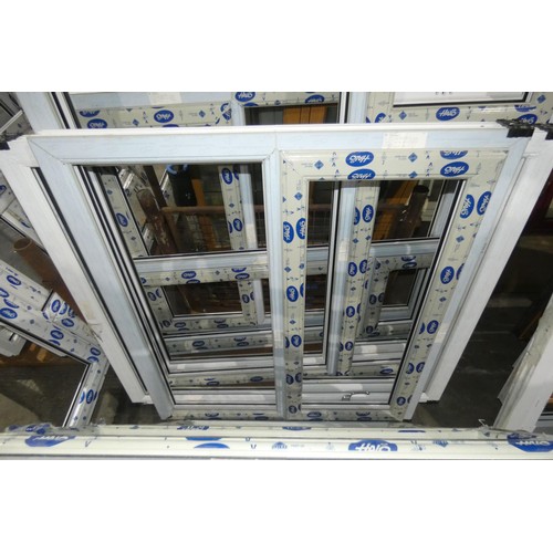 101 - 7 various PVC window frames, none have double glazed units fitted and none are included. It is not p... 