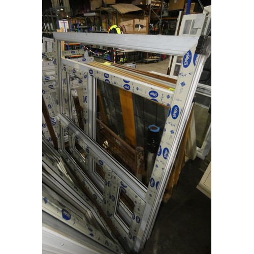 101 - 7 various PVC window frames, none have double glazed units fitted and none are included. It is not p... 