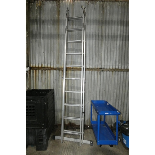 283 - 2 sections from a 3 section aluminium combination ladder (1 section is missing)