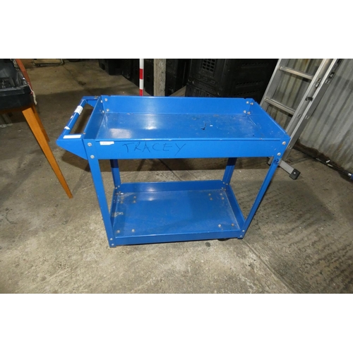 284 - A Draper blue metal two tier trolley