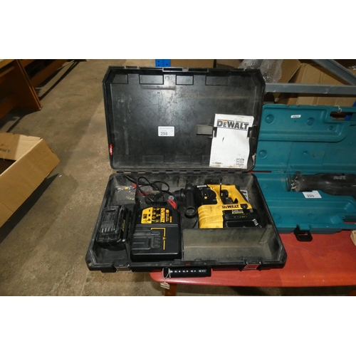 298 - A Dewalt DC223 cordless 24v hammer drill supplied with 2 x batteries and 1 x charger