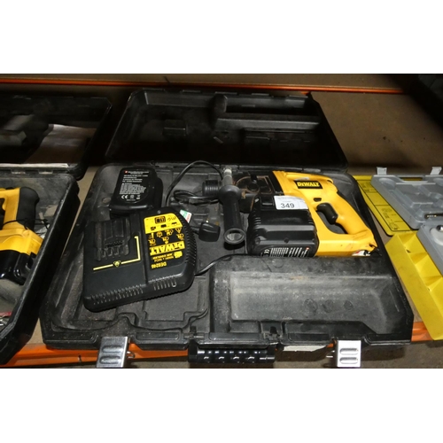 349 - 1 Dewalt DW005 24V cordless hammer drill supplied with 2 x batteries and 1 x charger