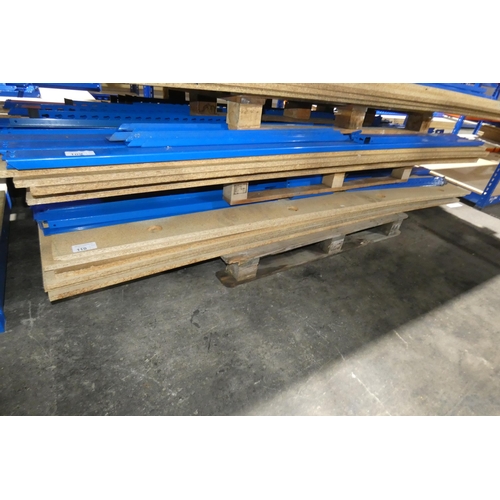 110 - 2 x blue metal workbench / packing benches both approx 245 x 92cm and both with a full size shelf be... 