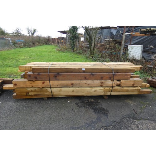 727 - A quantity of wooden posts to include 10cm x 10 c, 17cm x 7cm, 15cm x 15cm etc. Lengths vary up to a... 