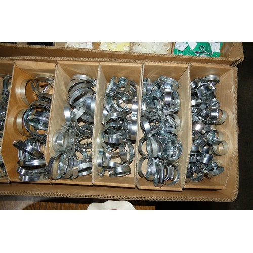 223 - 1 box containing a quantity of various Jubilee type hose clips