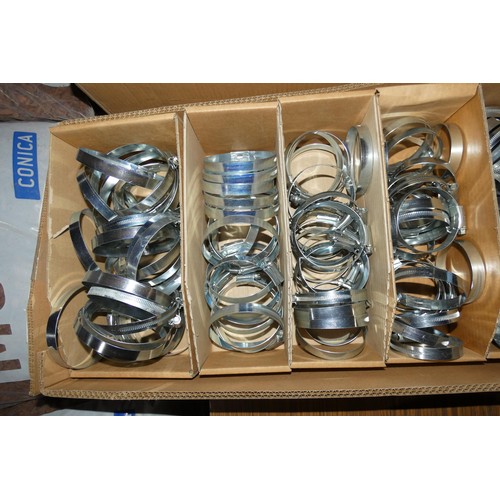 223 - 1 box containing a quantity of various Jubilee type hose clips