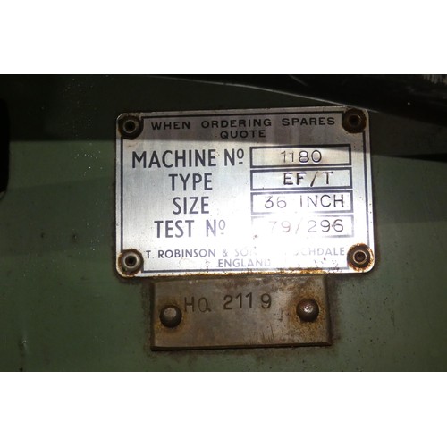 468 - A Robinson heavy duty Re-Saw type EF/T, power fed band saw. 36 inch, machine no. 1180, test no. 79/2... 