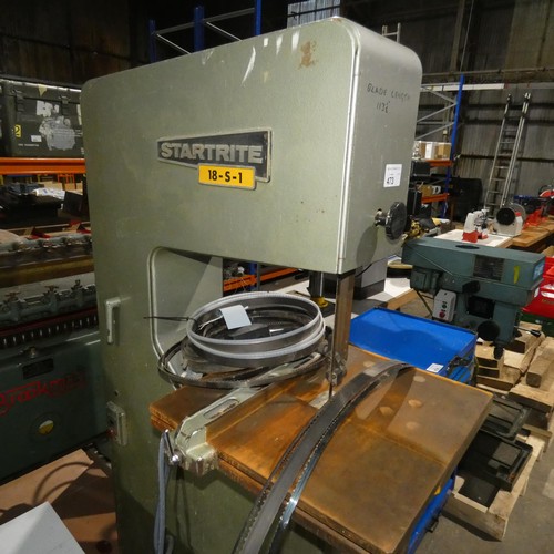 473 - A Startrite band saw type 18-S-1, serial no. 50782, 3ph supplied with several spare blades