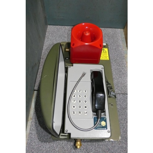 427 - 1 ex-MOD green wall panel containing a red Klaxon and a Dac specialised communications telephone