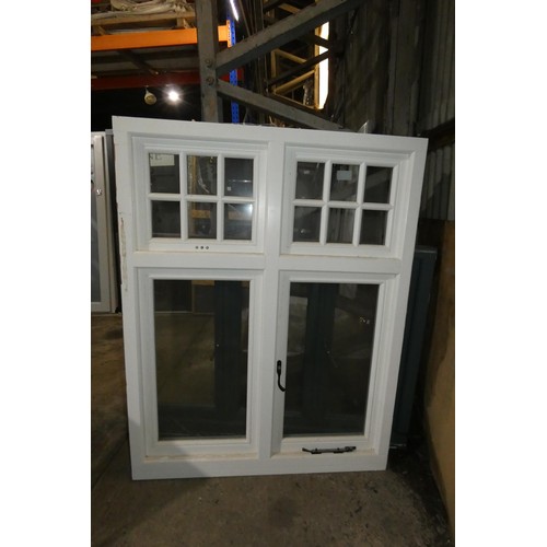 35 - An engineered Redwood timber flush double glazed casement window, colour is black & white outside / ... 