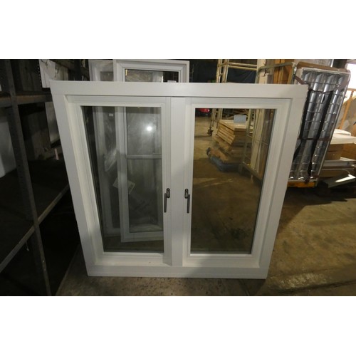 47 - An engineered Redwood timber flush double glazed casement window, colour is grey outside / white ins... 