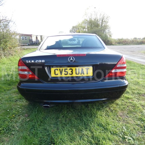 812 - Mercedes SLK 200 Kompressor Convertible, black, 2 dr sports, Reg CV53 UAT, 1st reg 15/09/2003, 6 spd... 