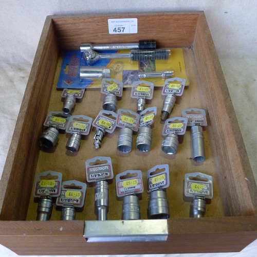 457 - 17 x various sockets by Teng Tools and a universal wrench