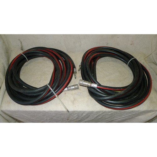 486 - 3 air tools and 2 lengths of air hose with fittings attached comprising 1 x Sealey air line gauge wi... 