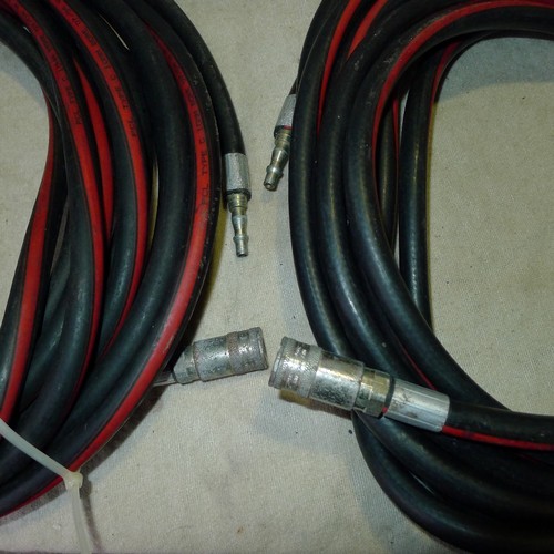 486 - 3 air tools and 2 lengths of air hose with fittings attached comprising 1 x Sealey air line gauge wi... 