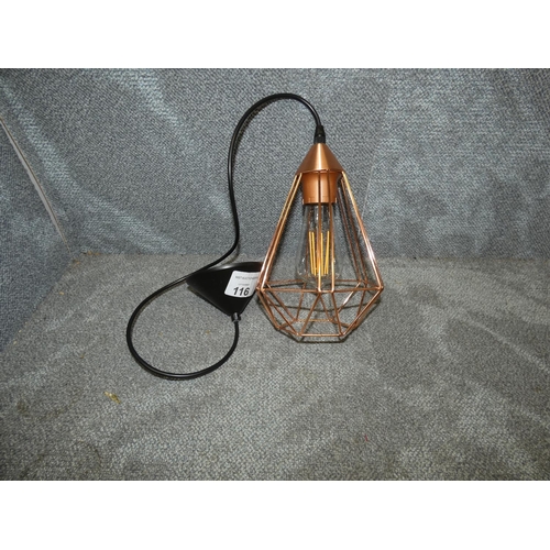 116 - A copper coloured / black geometric pendant light