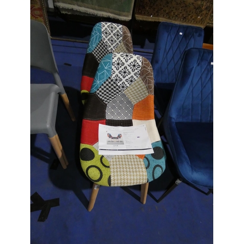 450 - 2 patchwork upholstered dining chairs