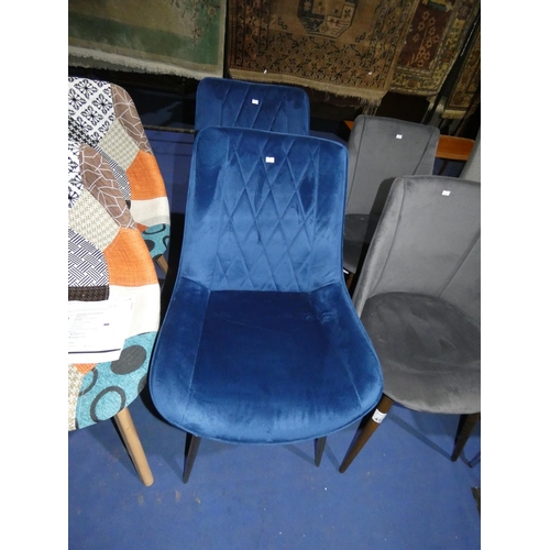 451 - 2 blue upholstered dining chairs