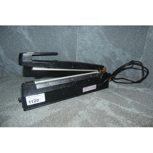 1120 - An adjustable heated manual plastic bag sealer by KF 240v - trade. TESTED WORKING.