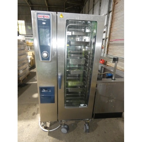 1001 - A tall commercial stainless steel 20 grid Combi oven by Rational type SCCWE201 400v/3 phase - trade