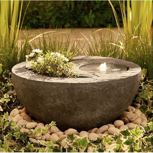 462 - A Westerlund polystone dual planter and water fountain with LED light RRP £299. Please note that thi... 