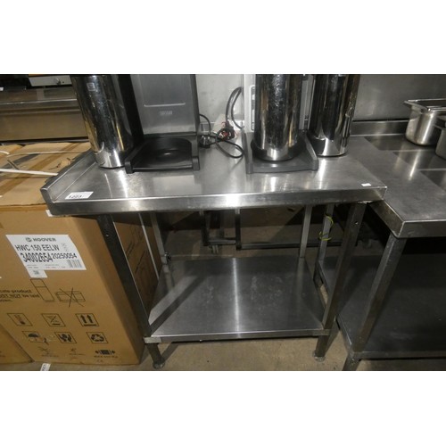 1223 - A commercial stainless steel catering type table with shelf beneath approx 90x60cm