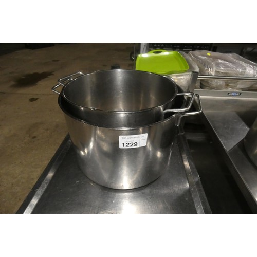 1229 - 2 x stainless steel cooking pots