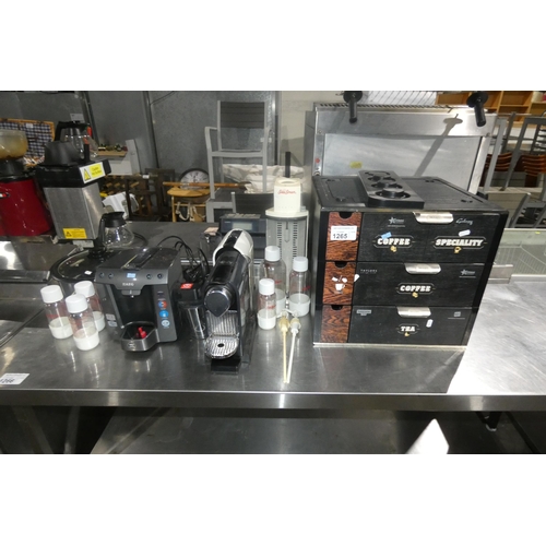 1265 - A quantity of various coffee pod machines, a soda stream, slow cooker and a coffee sachet unit with ... 