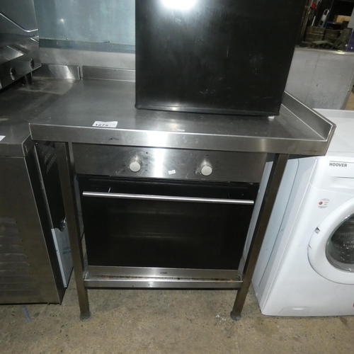 1275 - A drop front integrated fan oven by Logik and a commercial stainless steel catering type table with ... 