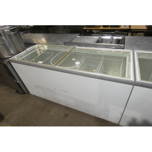 1285 - A large commercial chest/slide top display freezer by Esta approx 170x67cm - trade. TESTED WORKING.