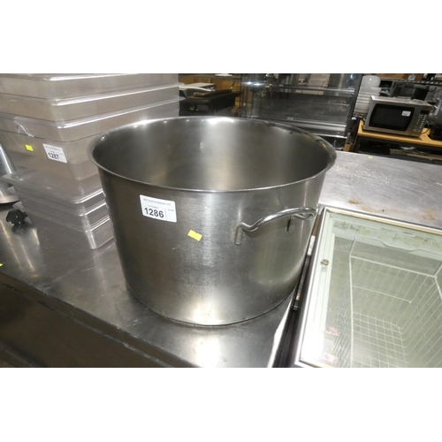 1286 - A large stainless steel stock pot approx 53cm