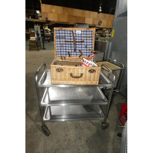 1308 - A large picnic basket with union flag bunting and a smaller wicker basket