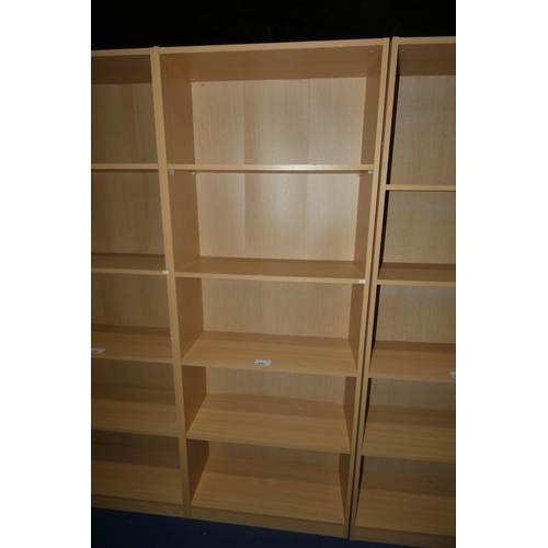 1389 - A wood effect open front bookcase approx 76cm w x 31cm d x 200cm high