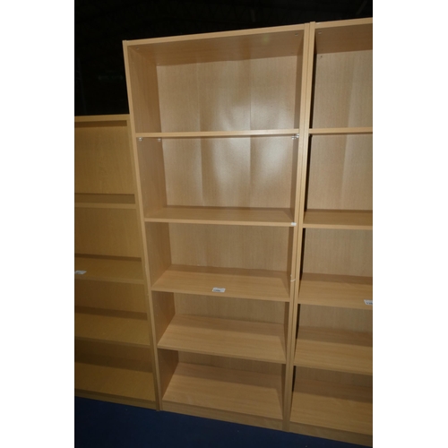 1390 - A wood effect open front bookcase approx 76cm w x 31cm d x 200cm high