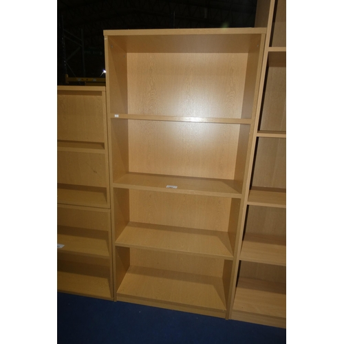 1391 - A wood effect open front bookcase approx 80cm w x 32cm d x 171cm high