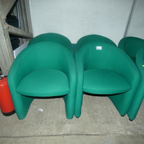 1440 - 4 green upholstered tub type chairs (previously used with the table in lot 1423)