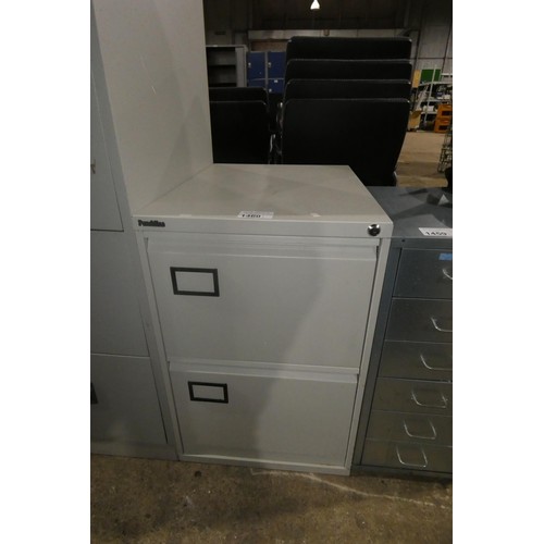 1460 - A grey metal two drawer filing cabinet