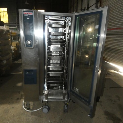 1001 - A tall commercial stainless steel 20 grid Combi oven by Rational type SCCWE201 400v/3 phase - trade