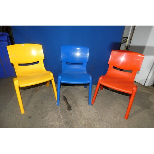 1017 - Approx 20 small plastic multi-colour stacking chairs