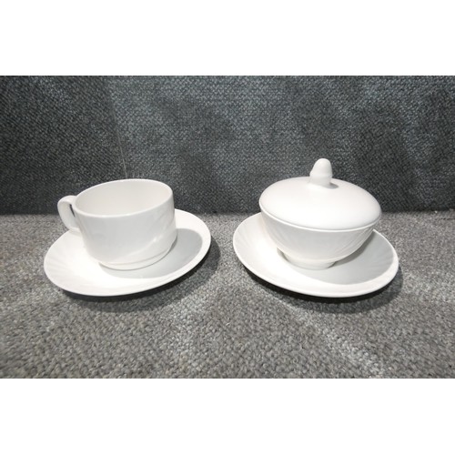 1193 - 60 white fine china cups and saucers and 3 sugar dishes by Dudson