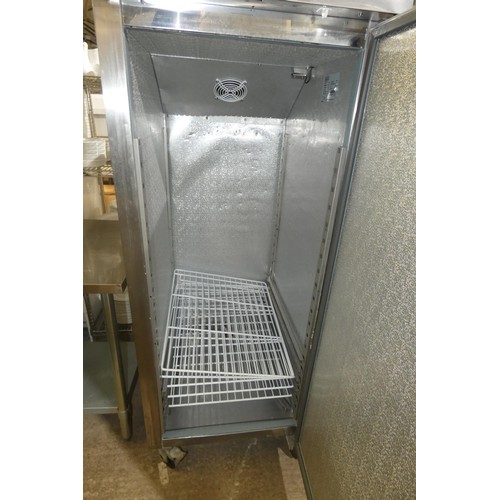 1251 - A commercial stainless steel single door freezer by Polar type G593 - trade. TESTED WORKING.