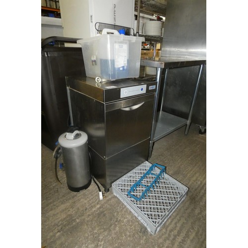 1253 - A commercial stainless steel glass/dishwasher by Class EQ with rinse aid and detergent 240v - trade